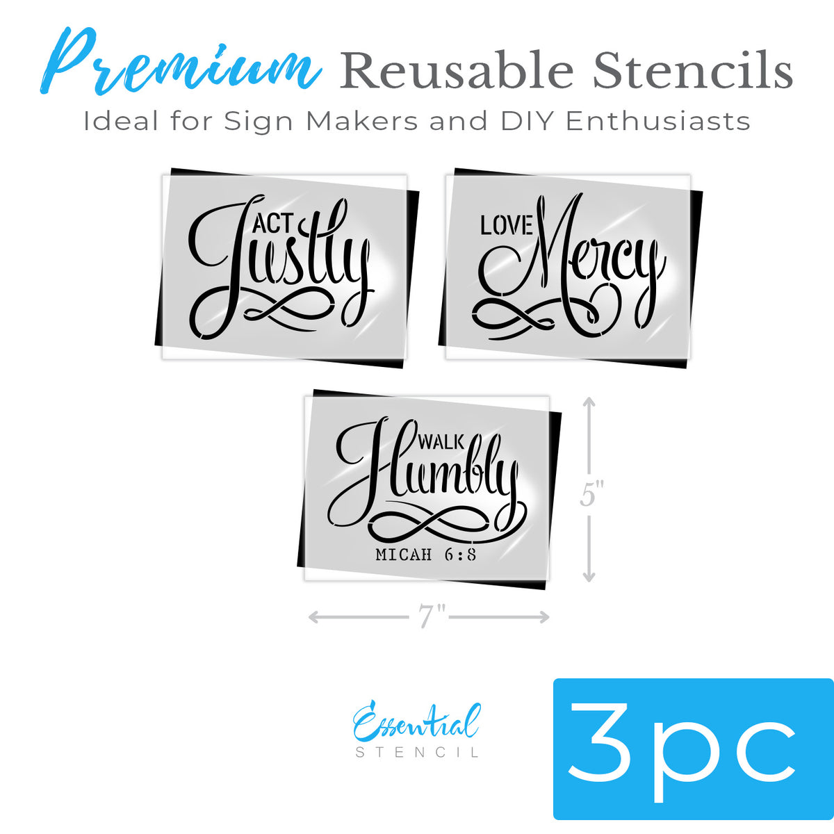 Micah 6:8 Calligraphy (3pk)-Stencils & Die Cuts-Essential Stencil