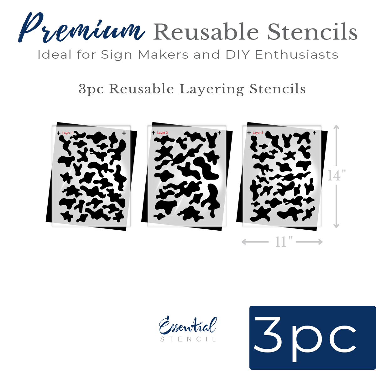 Camouflage Layering Stencil (3pk)-Patriotic-Essential Stencil