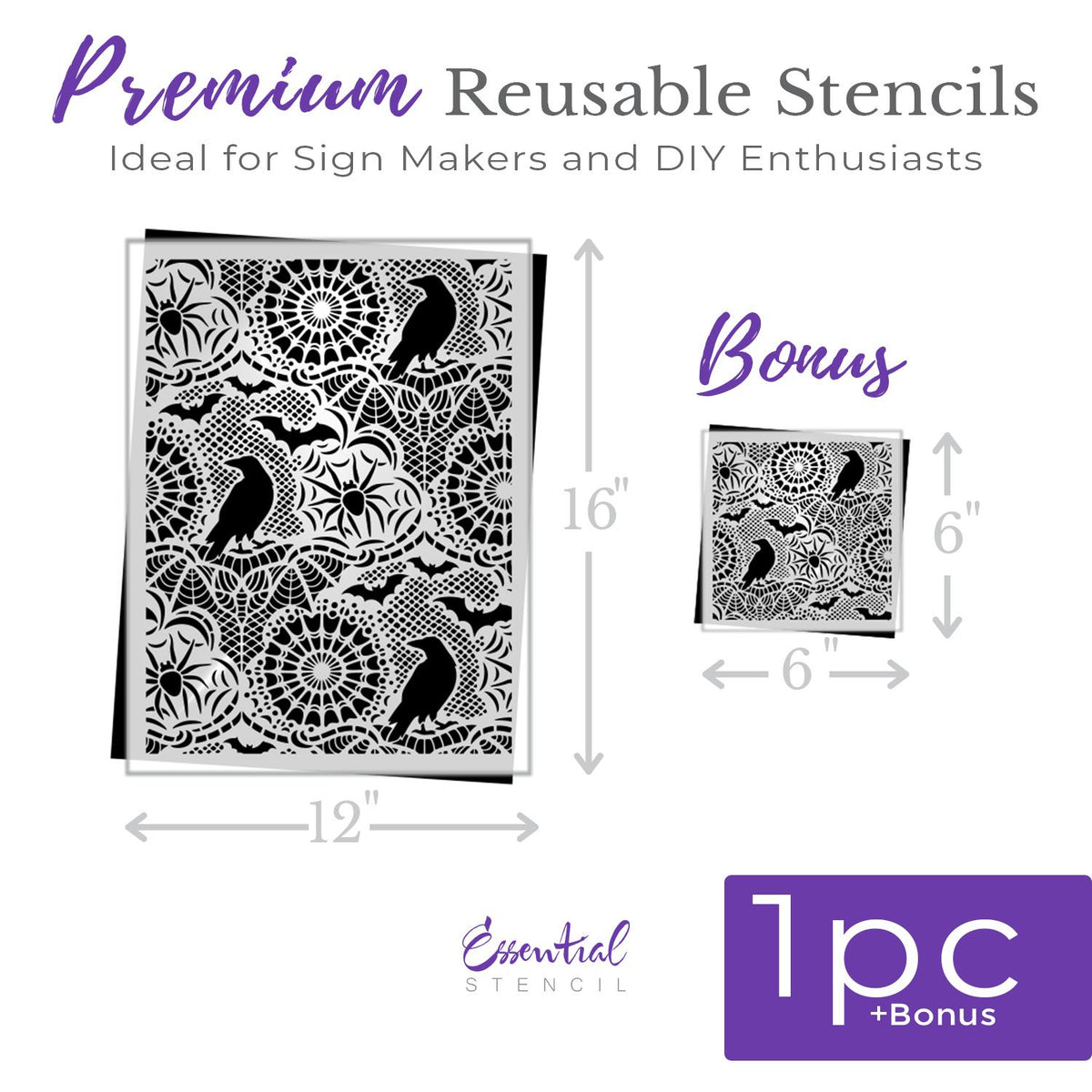 Gothic Lace & Spiderwebs Pattern Stencil-Halloween-Essential Stencil