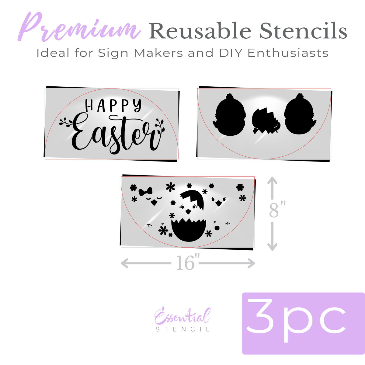 Happy Easter Chicks Door Hanger 16in Stencil-Easter-Essential Stencil
