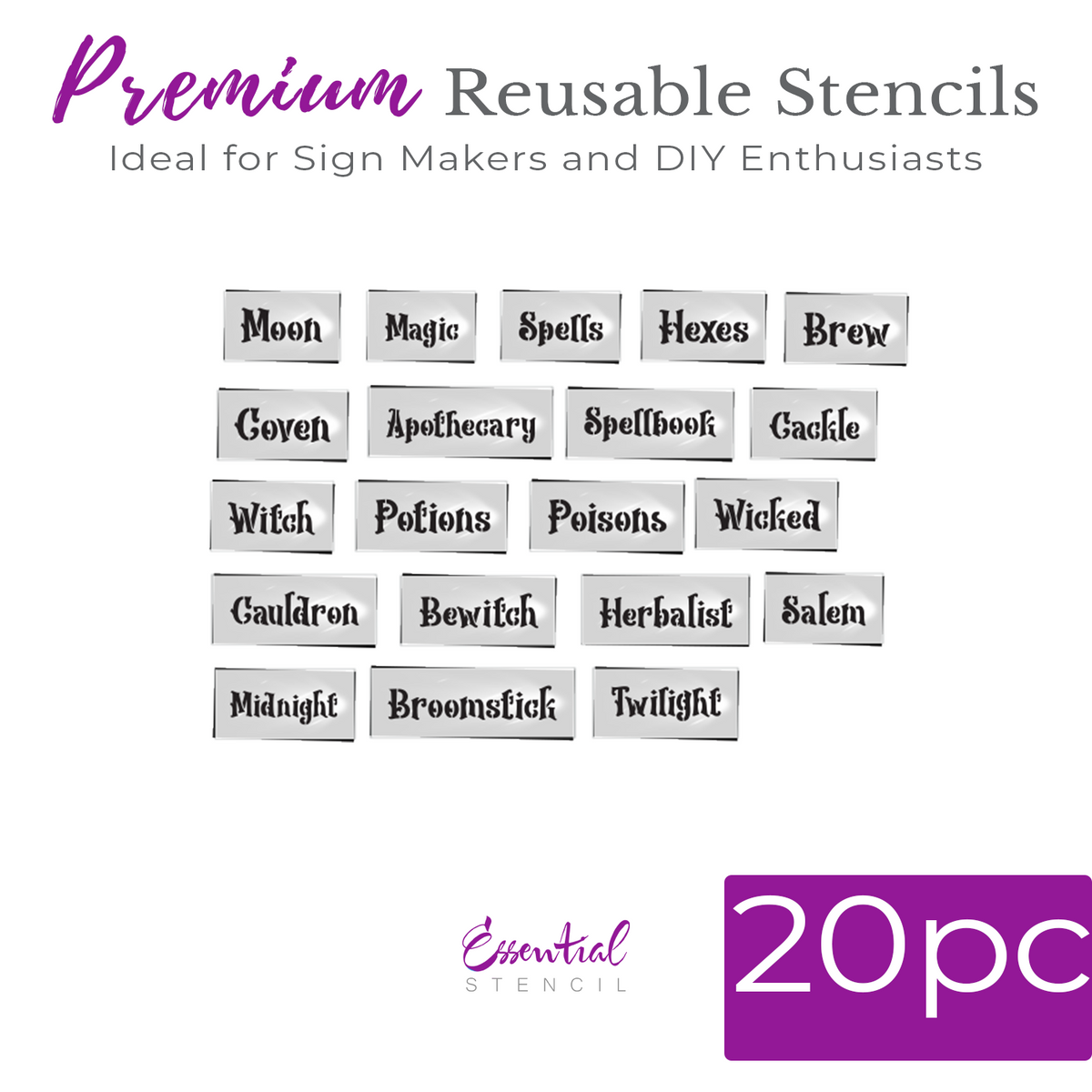 Witchy Halloween Word Stencil Set