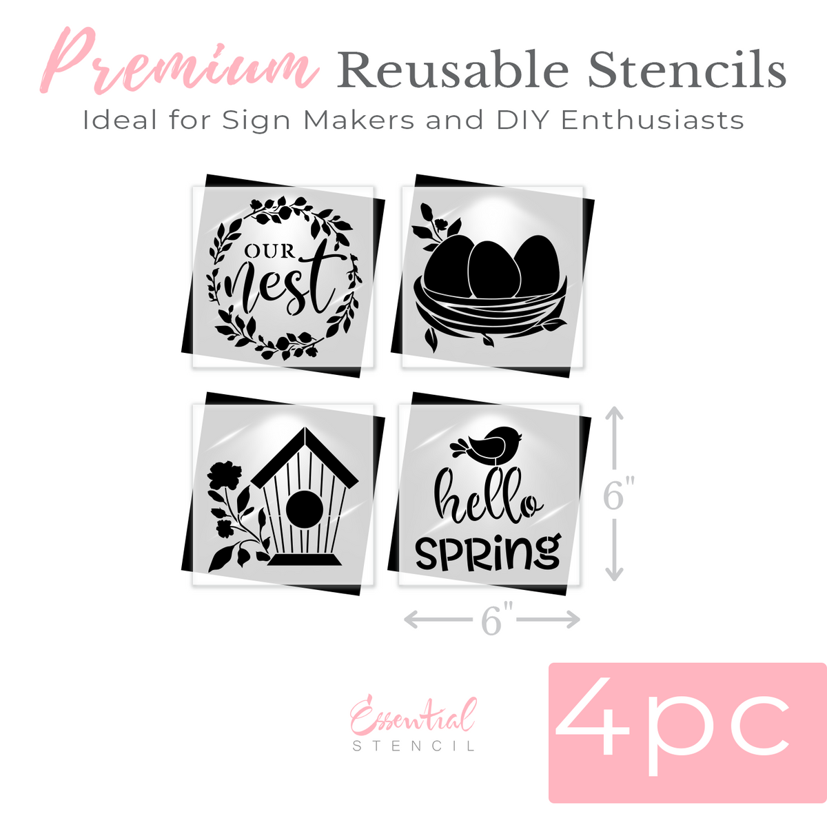 Our Nest Mini Sign Stencils 6x6 (4pk)-Spring-Essential Stencil