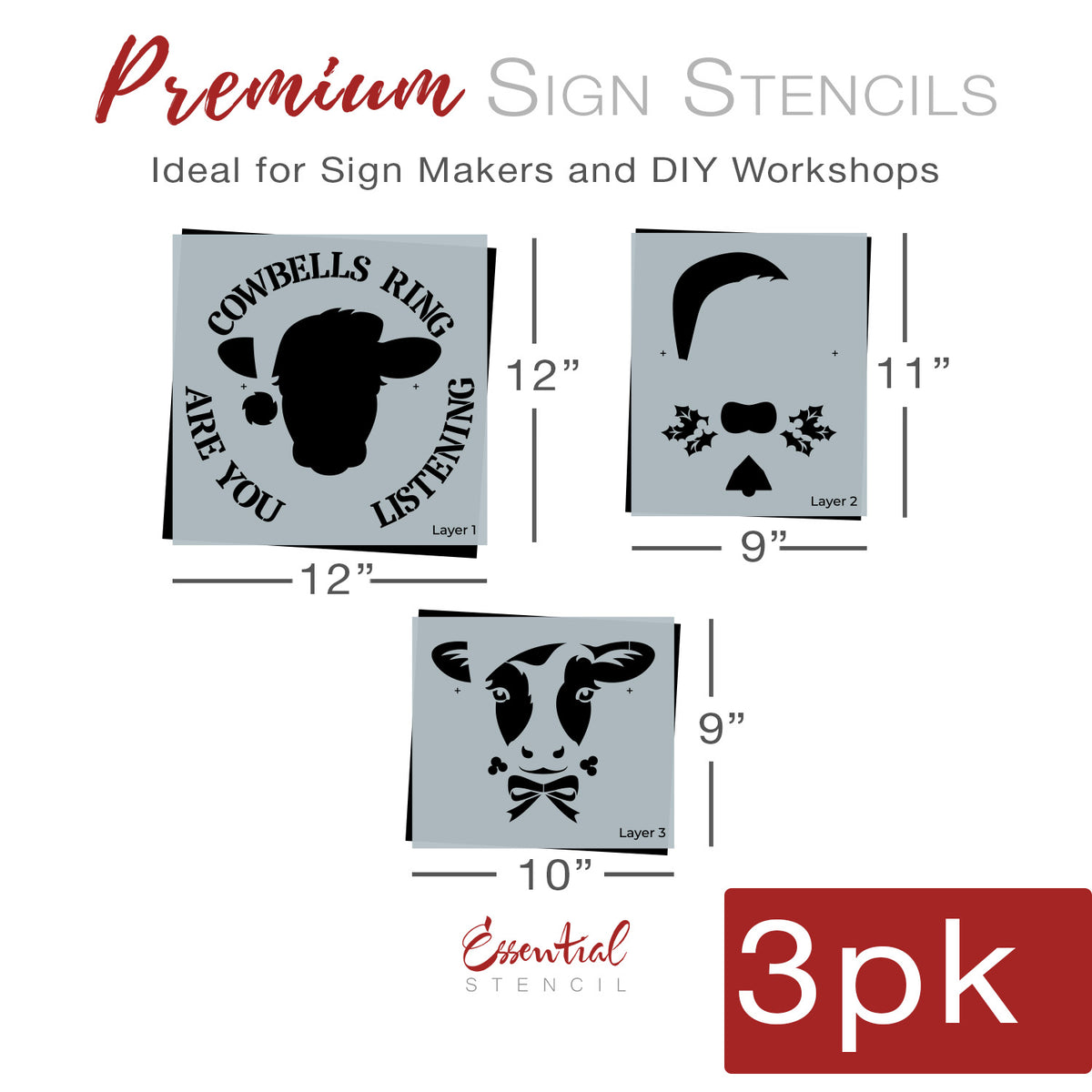 Cowbells Ring Door Layering Stencil-Christmas-Essential Stencil