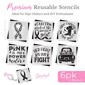 Give Cancer the Boot Stencil Set (6 pack)-Essential Stencil