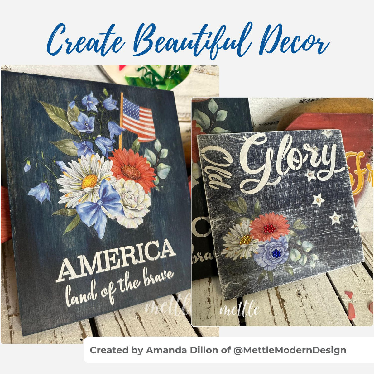 Patriotic Florals Rub-on Transfers-Rub-on Transfer-Essential Stencil