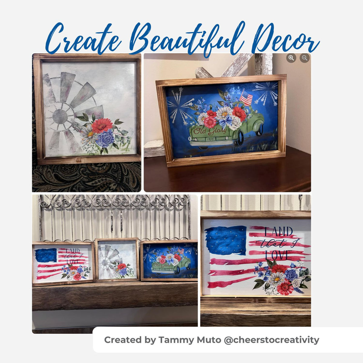 Patriotic Florals Rub-on Transfers-Rub-on Transfer-Essential Stencil