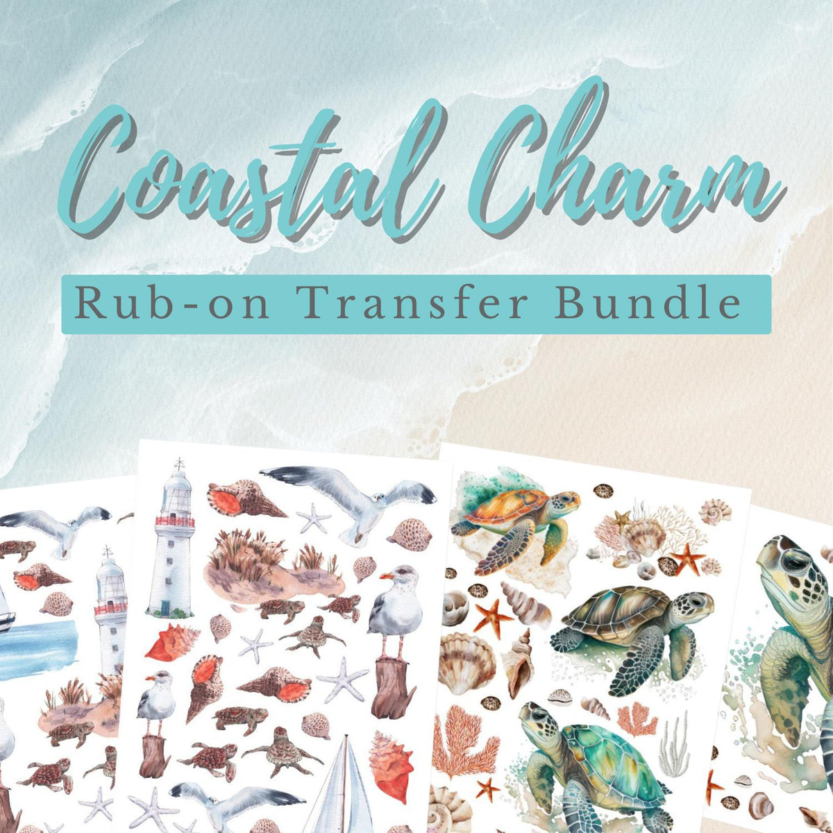 Coastal Charm Rub On Transfer Bundle-Bundle-Essential Stencil