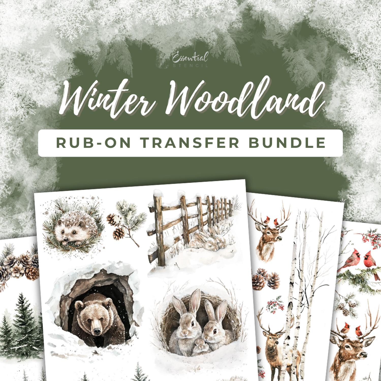 Winter Woodland Rub-on Transfer Bundle-Winter-Essential Stencil