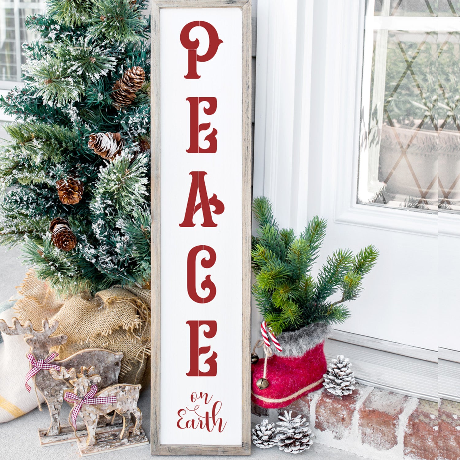 5ft Peace on Earth Vertical Porch Stencil-Christmas-Essential Stencil