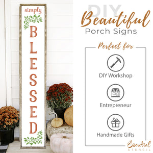 5ft Simply Blessed Porch Stencil-Fall-Essential Stencil