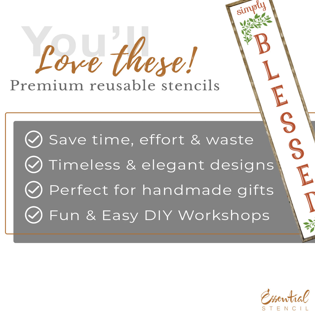 5ft Simply Blessed Porch Stencil-Fall-Essential Stencil