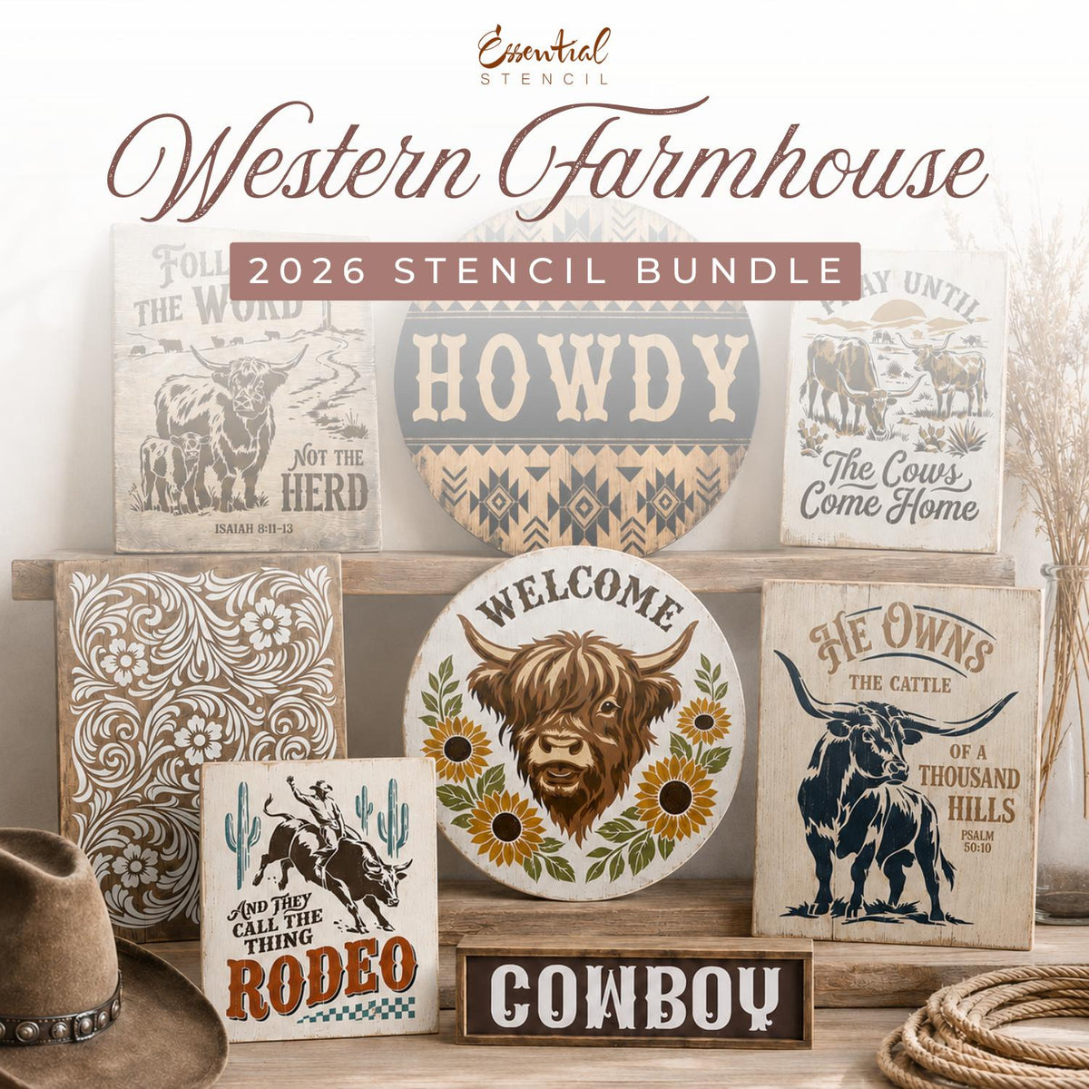 Western Farmhouse 2026 Bundle-Bundle-Essential Stencil