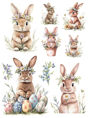 Wildflower Bunnies Rub-On Transfer Set-Rub-on Transfer-Essential Stencil