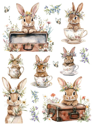 Wildflower Bunnies Rub-On Transfer Set-Rub-on Transfer-Essential Stencil