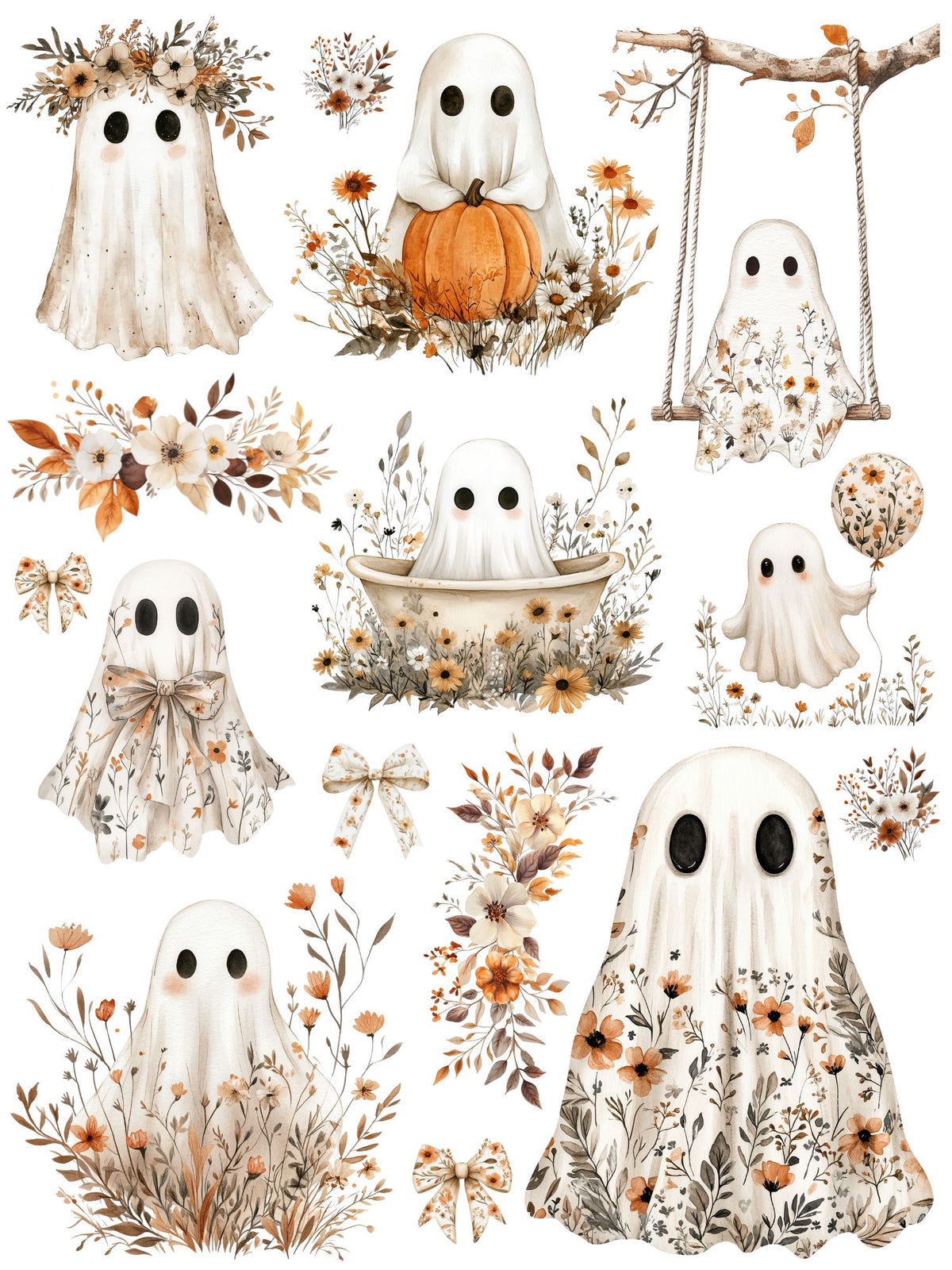 Wildflower Ghosts Rub-on Transfer Set-Rub-on Transfer-Essential Stencil