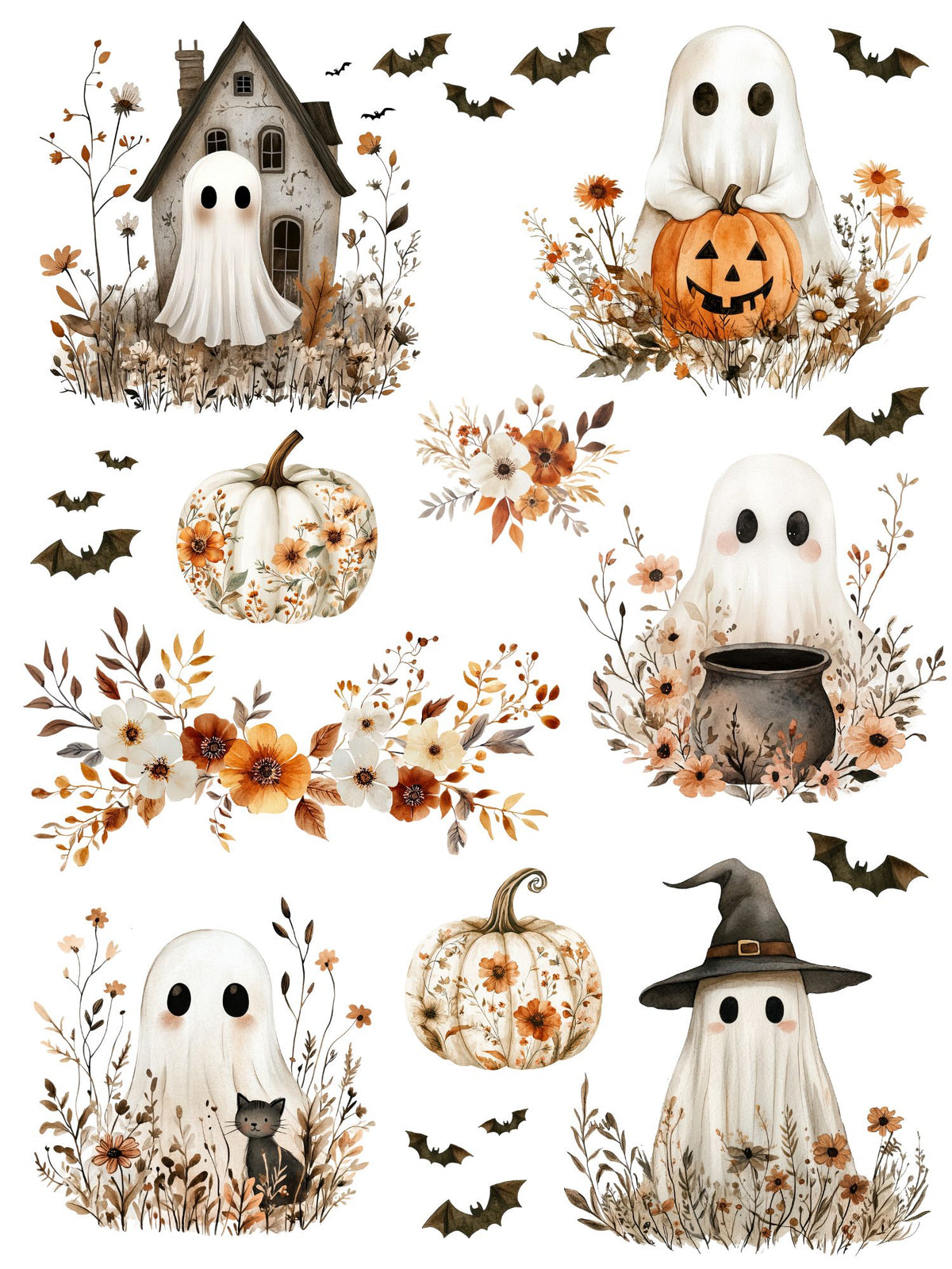 Wildflower Ghosts Rub-on Transfer Set-Rub-on Transfer-Essential Stencil