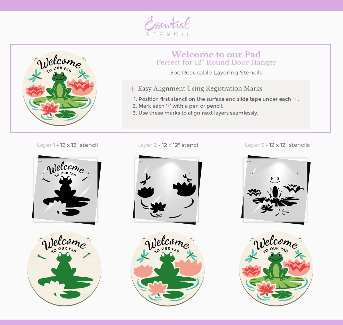 Welcome to Our Pad Door Hanger Layering Stencil (Free Gift)-free_gift-Essential Stencil