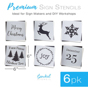 Small Christmas Stencils for Wood (6 Pack) | Reusable