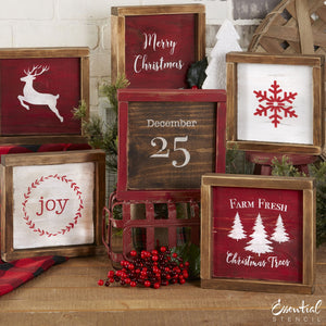 Reusable Christmas sign stencils for painting on wood | DIY Farmhouse Christmas Decor | Merry Christmas, Farm Fresh Christmas Trees, Joy stencils