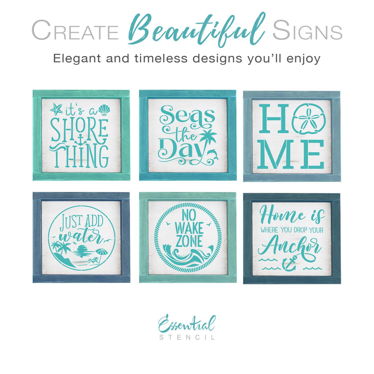 diy reusable mylar stencils, summer stencils, diy summer home decor, it's a shore thing reusable mylar stencil, seas the day wood sign stencil, HOME with sand dollar stencil, just add water sign stencil, no wake zone reusable mylar stencil for wood signs, home is where you drop your anchor wood sign stencil, wood sign stencils, fabric stencils