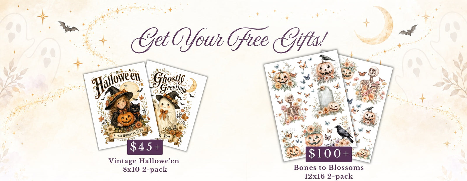 2 free gifts with purchase starting at $45 and $100