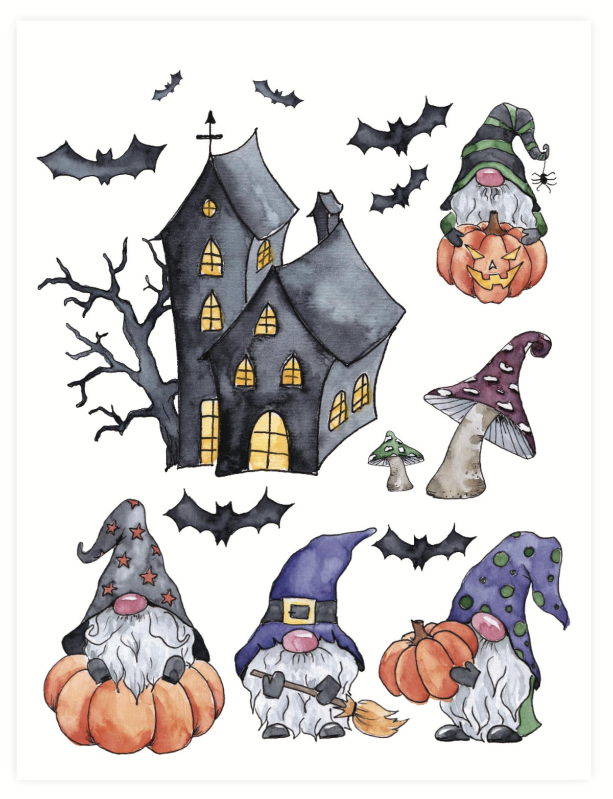 Halloween Gnomes and Truck Rub-on Transfer-Rub-on Transfer-Essential Stencil
