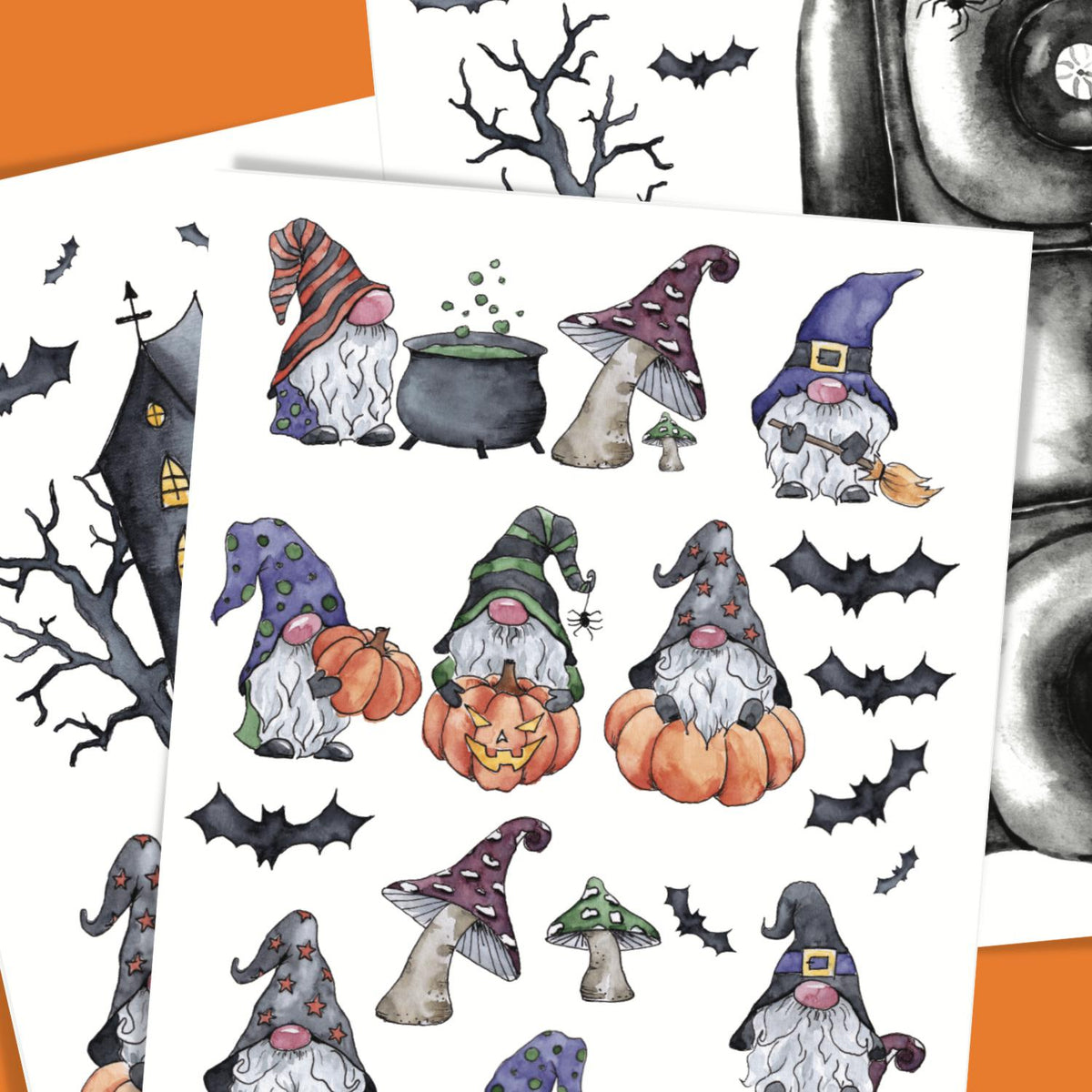 Halloween Gnomes and Truck Rub-on Transfer-Rub-on Transfer-Essential Stencil