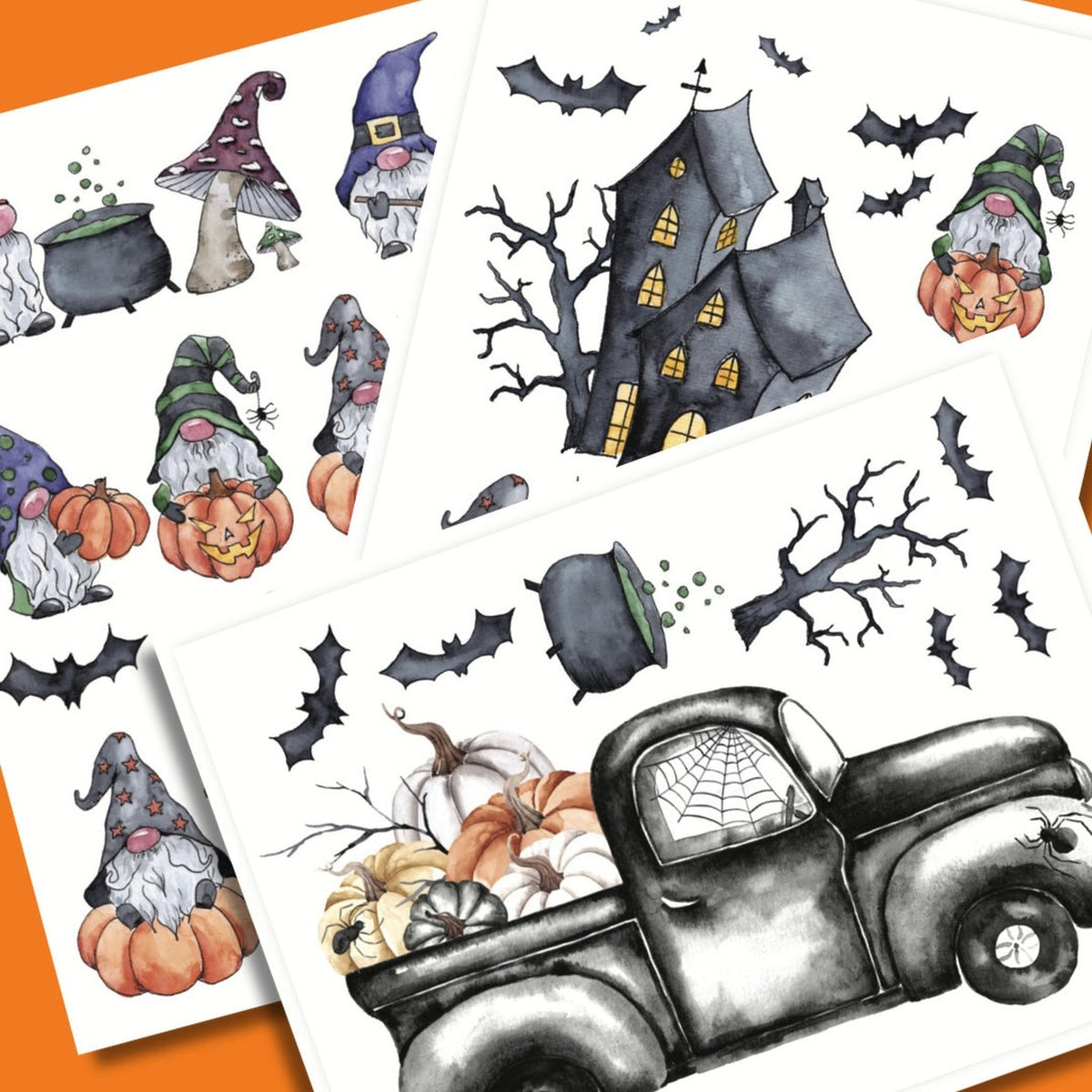 halloween_rub_on_transfer_set_with_truck