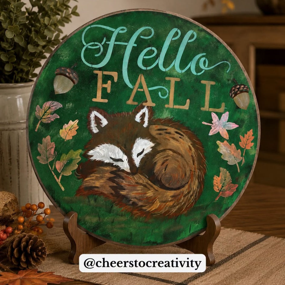 Hello Fall Fox Door Hanger Stencil