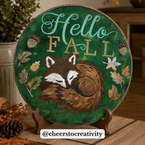 Hello Fall Fox Door Hanger Stencil