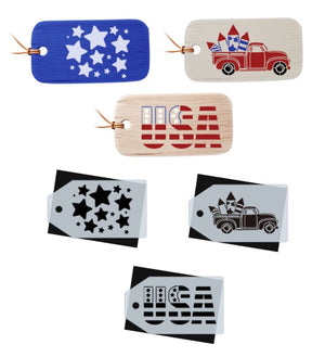 4th of July Mini Tag Stencil Set (3 Pack)-Patriotic-Essential Stencil