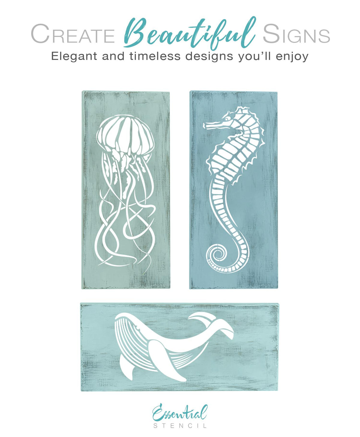 DIY reusable coastal summer silhouette stencils, Jellyfish silhouette stencil, seahorse stencil, whale stencil, jellyfish cutout, seahorse silhouette cutout, whale silhouette cutout, sea creature stencils, under the sea wood signs, whale sign, seahorse sign, jellyfish sign, diy summer project