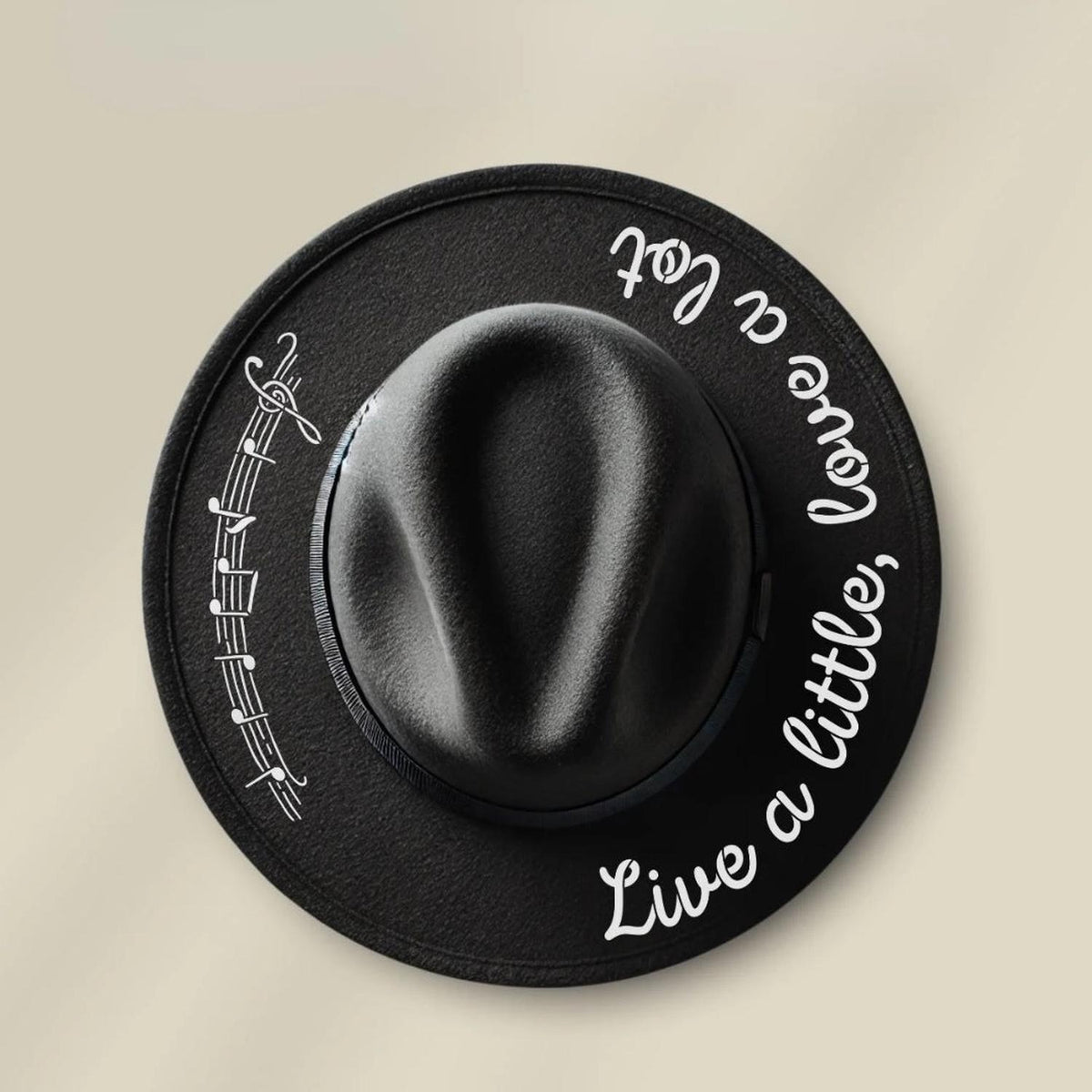 live a little love a lot hat stencil with music notes