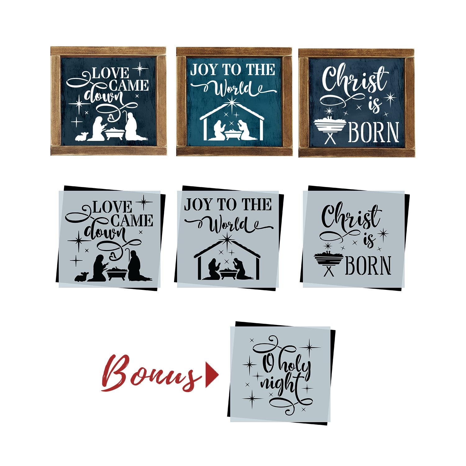 Love Came Down Stencil Set (3 Pack) + Bonus-Christmas-Essential Stencil