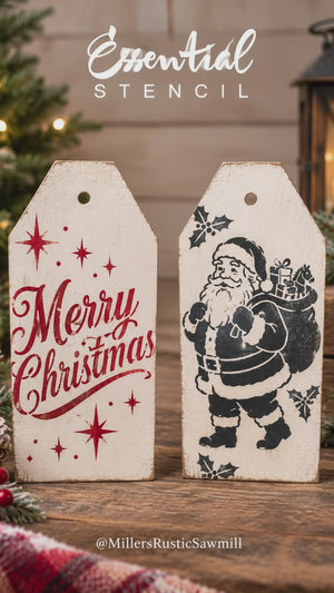Retro Santa Merry Christmas Stencil