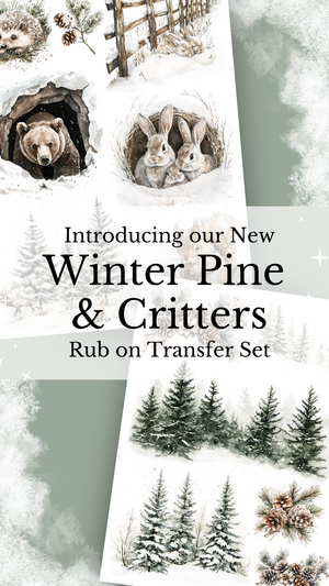 Winter Pines & Critters Rub-on Transfers