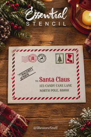 Christmas Postage to Santa Stencil