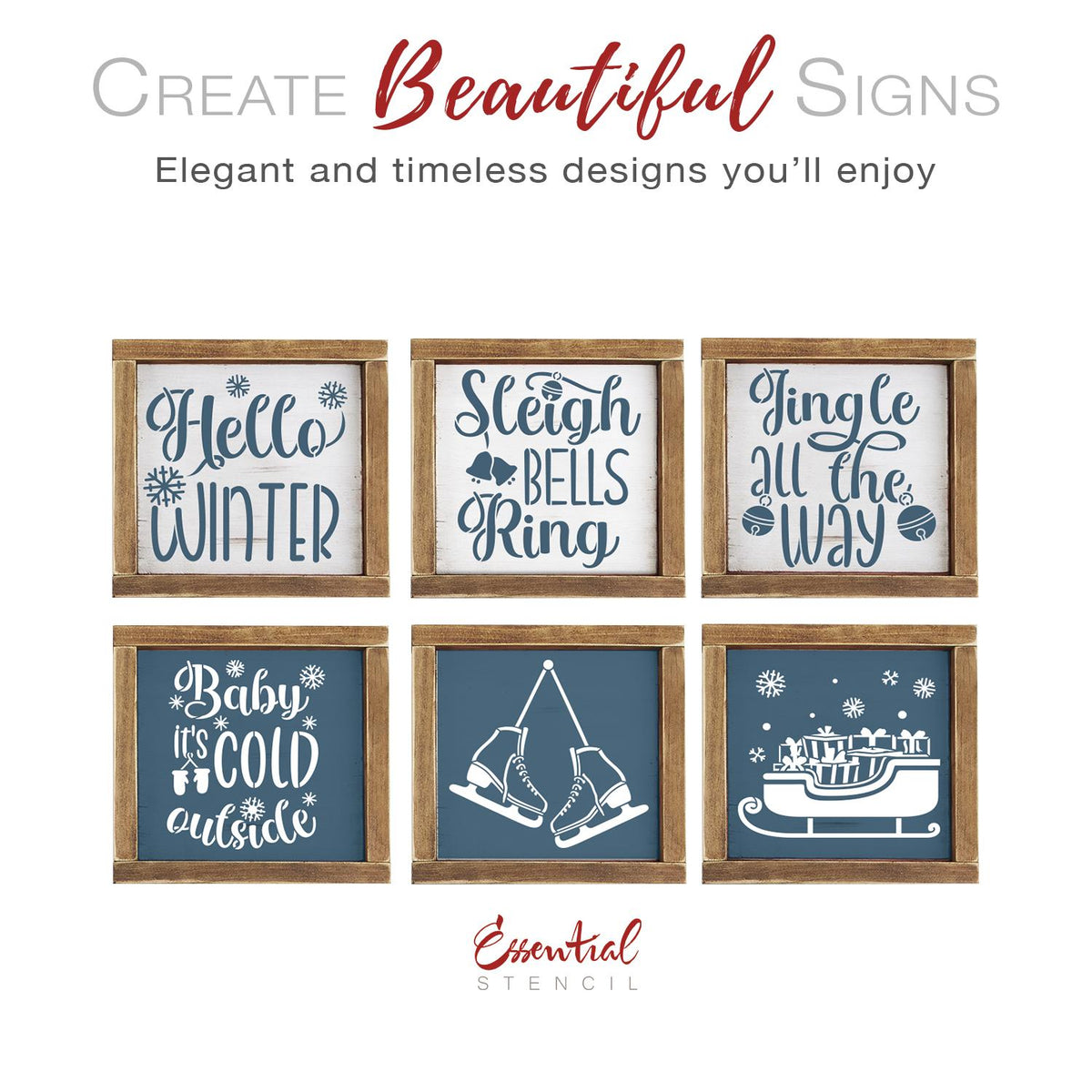 Winter Mini Sign Stencils (6 Pack)-Christmas-Essential Stencil