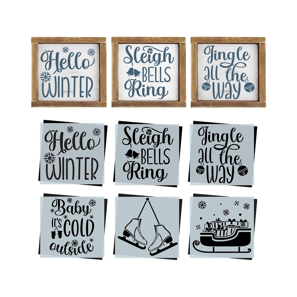 Winter Mini Sign Stencils (6 Pack)-Christmas-Essential Stencil