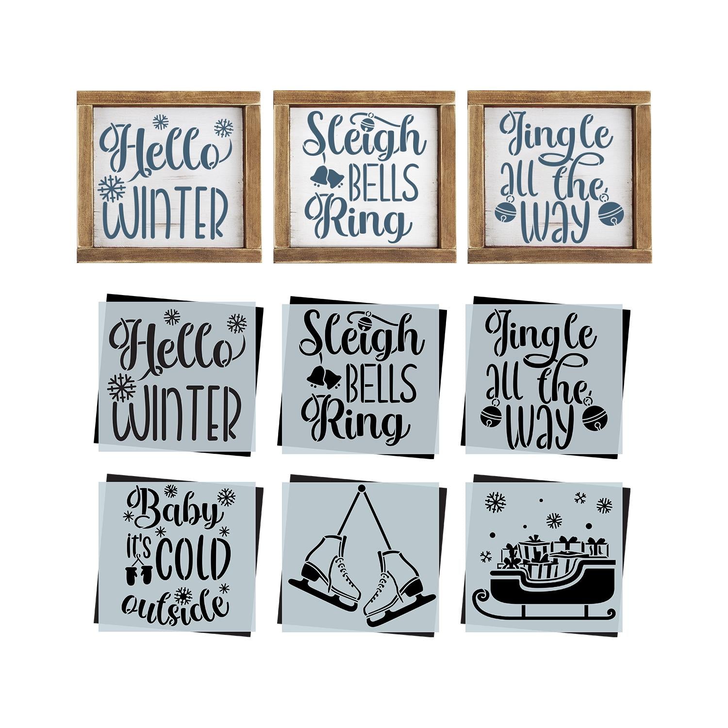 Simple Winter Sign Reusable Winter Mini Sign Stencils (6 Pack) | DIY Home Decor ...