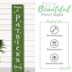 DIY reusable happy st patrick's day porch leaner stencils, Happy St. Patrick's day vertical porch board stencil, diy front porch decor