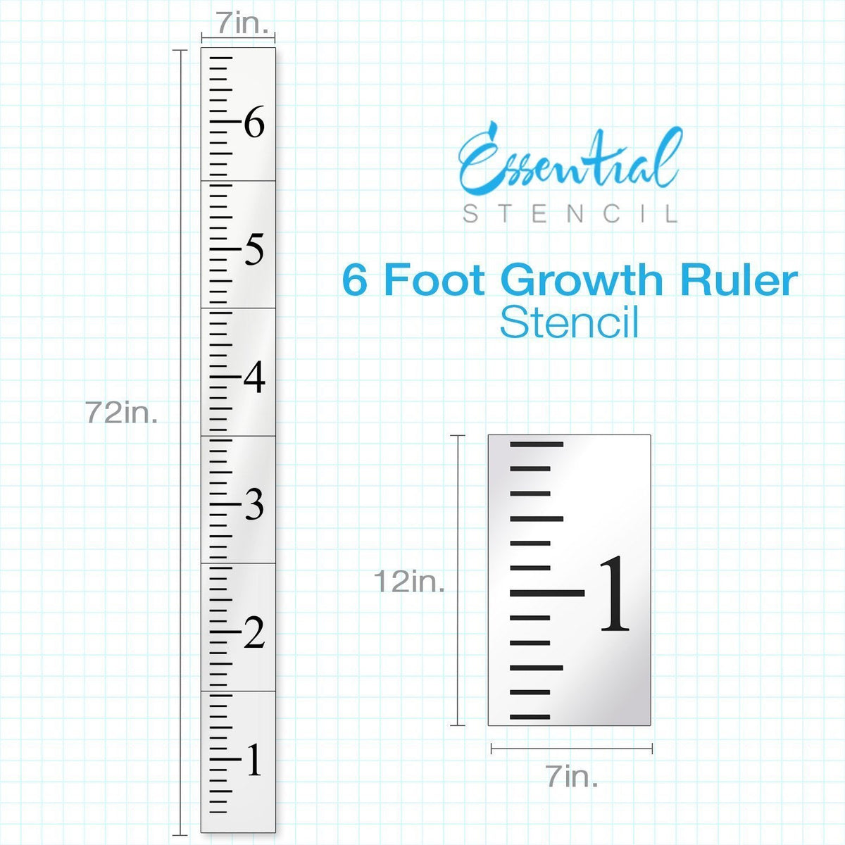 Reusable Growth Chart Ruler Stencil (6 foot template) - Essential Stencil