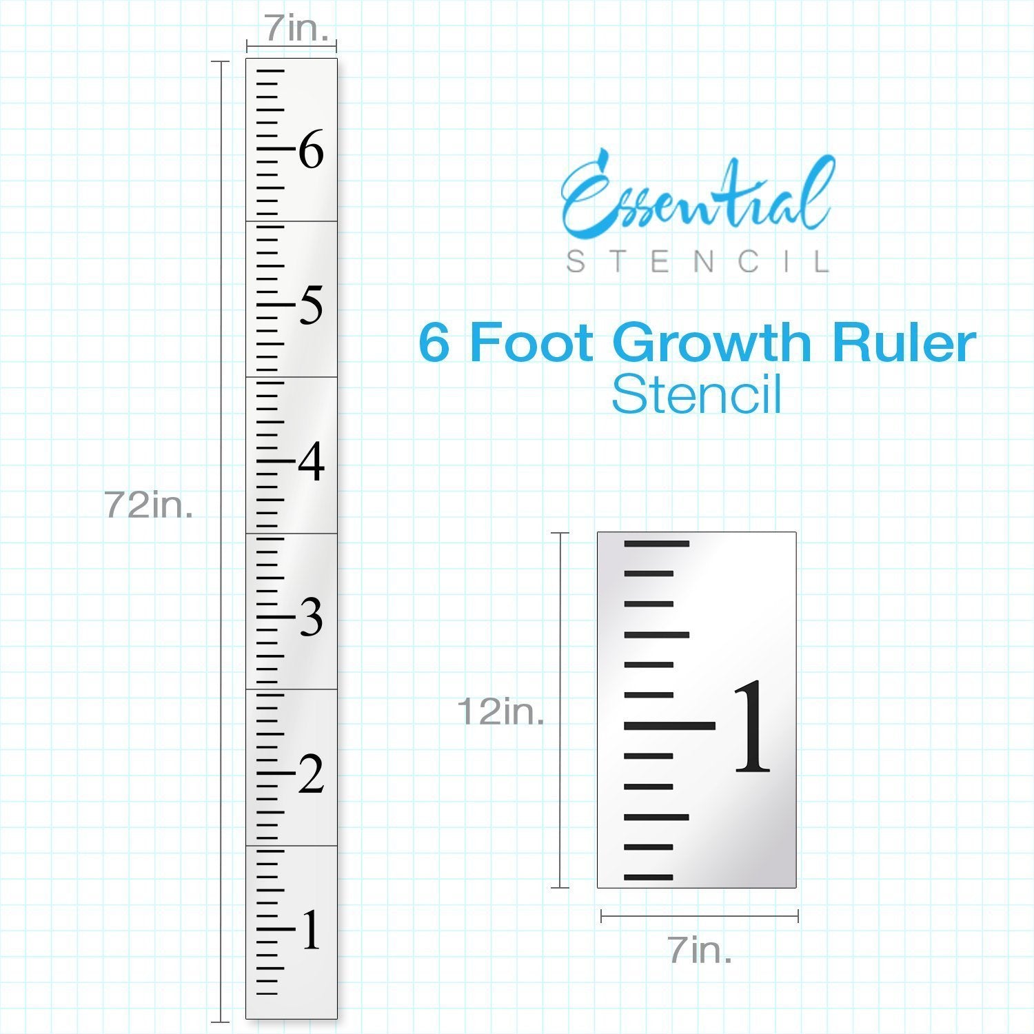 7 Feet Growth Chart Ruler Stencil Baby Kids Height Growth Chart Reusable  Temp