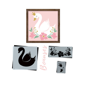 "Swan Princess" Sign Stencil (1pc) + Bonus-Summer-Essential Stencil