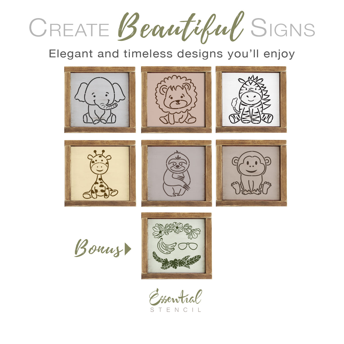 Nursery Safari Animals Mini Stencil Set (6pk)-Summer-Essential Stencil
