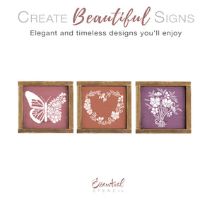 Heartfelt Florals Mini Sign Stencil (3pk)-Summer-Essential Stencil