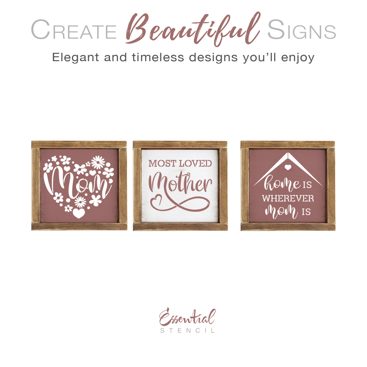 Mom Example. Sign Mom Mini Sign Stencils (3 Pack) - Essential Stencil