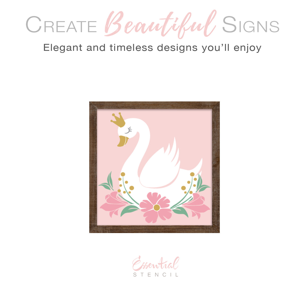 "Swan Princess" Sign Stencil (1pc) + Bonus-Summer-Essential Stencil