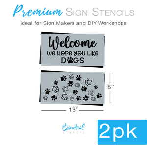Welcome Dogs Round Sign Stencil-Pattern-Essential Stencil