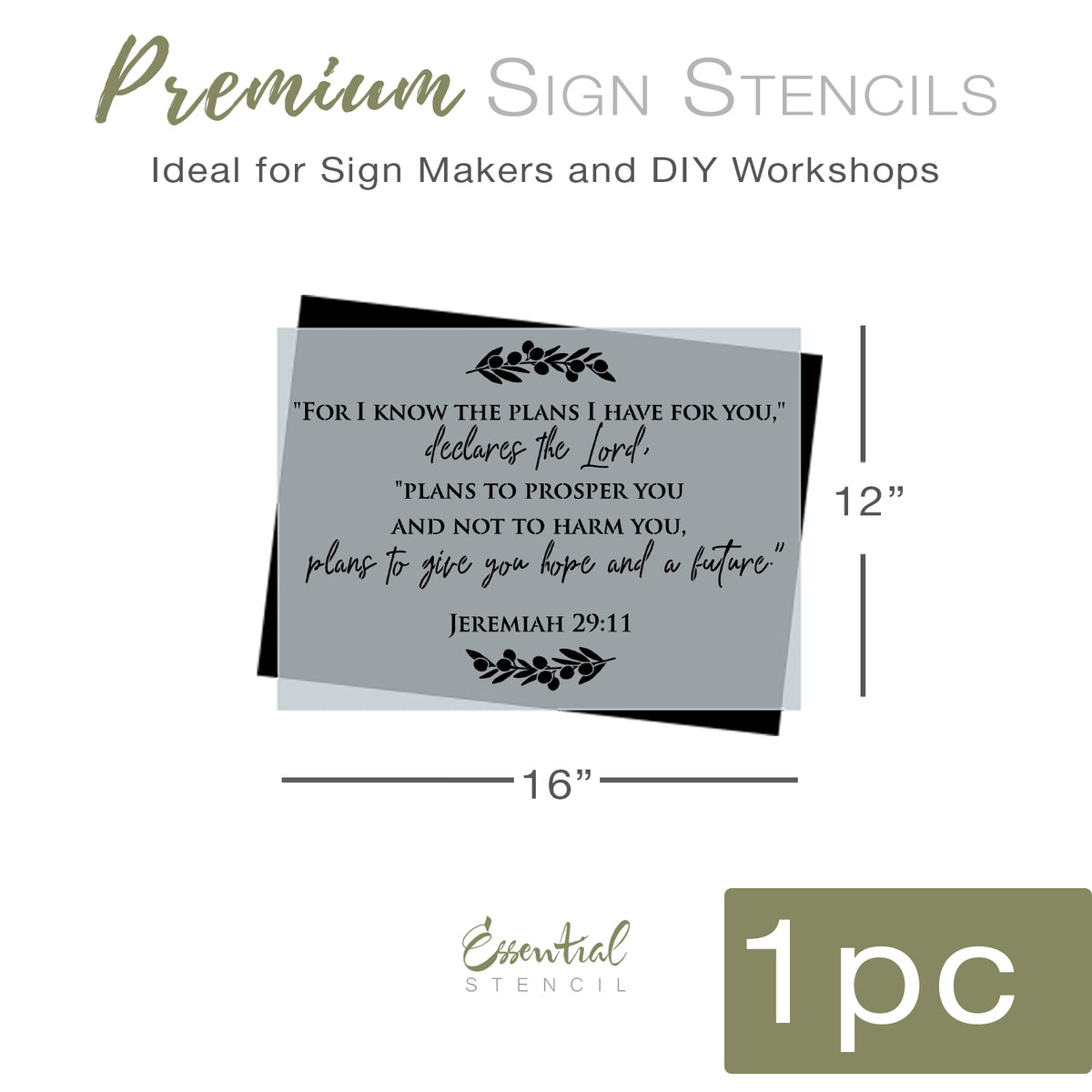 Jeremiah 29:11 Sign Stencil (Horizontal Orientation)-Pattern-Essential Stencil